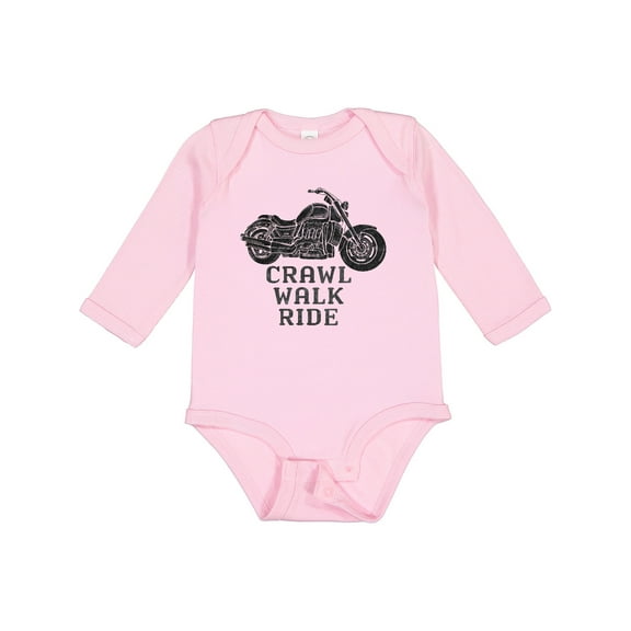 Inktastic Crawl Walk Ride Motorcycle Boys or Girls Long Sleeve Baby Bodysuit
