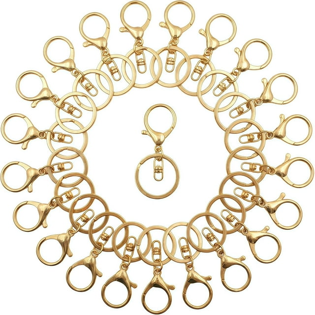 Lobster Claw Clasps for Keychains 24Pcs Metal Large Lobster Claw Clasps Flat Split Key Chain Rings Bag Charm Clip Keychain Clip Hooks for DIY Key Chain Supplies Accessories.,KC Gold