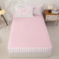 thumbnail image 4 of Manfei Pink Stripes Initial B Zipper Twin Comforter Sets with Fitted Sheet and 2 Pillowcases for Girls,Chic Floral Bowknot Zipper Bedding Set,4-Piece,Pink Reversible, 4 of 6