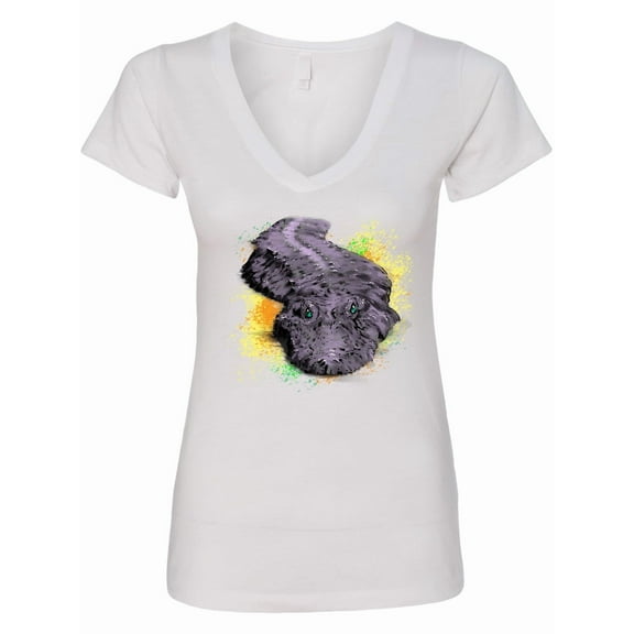 Inktastic Colorful Lurking Gator Women's V-Neck T-Shirt