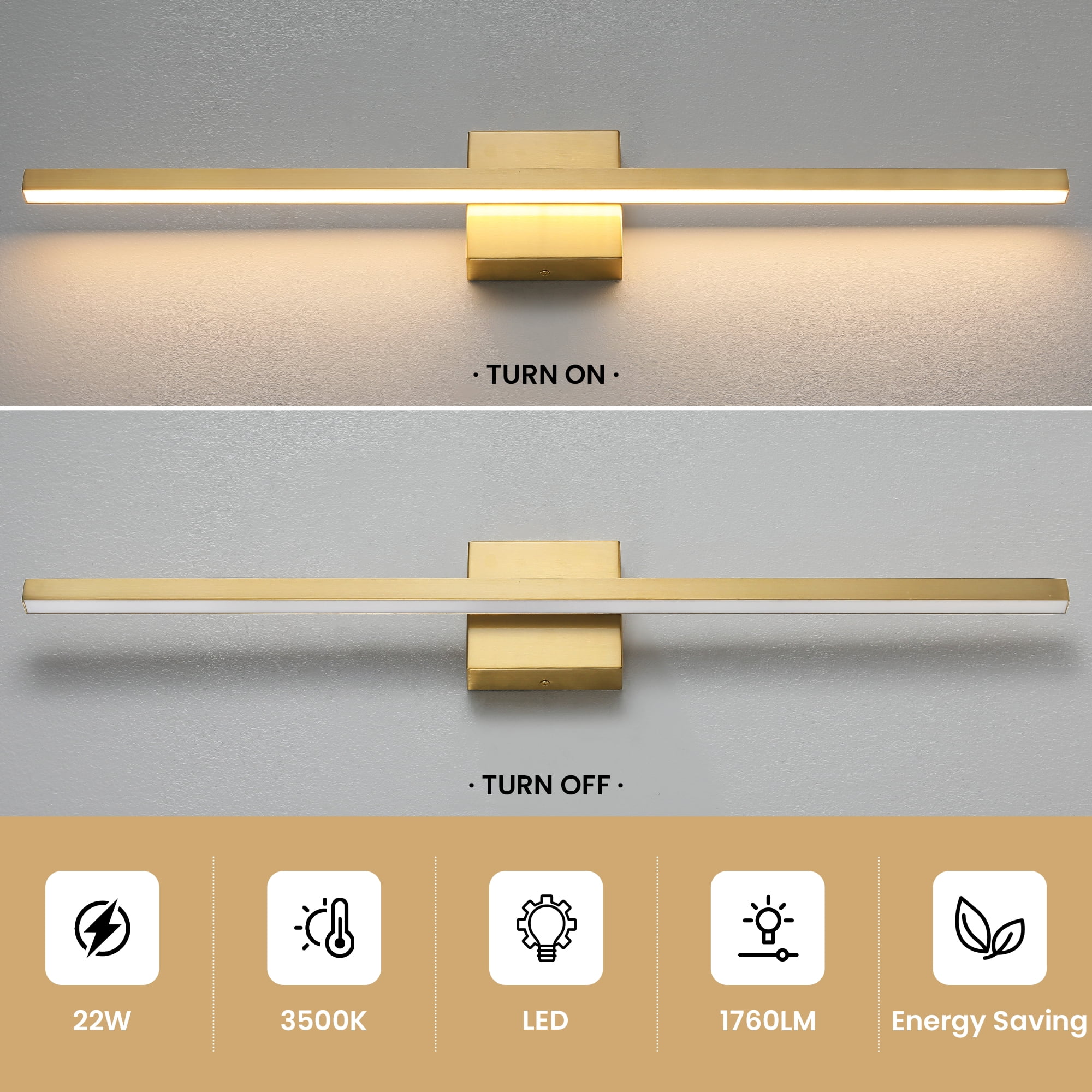 Vanity Light for Bathroom Lighting Fixtures Over Mirror Dimmable Integrated LED 32 inch Modern Vanity Lights Gold Bathroom Light Bar Bath Wall Sconce