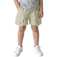 thumbnail image 1 of Zpanxa Girls Cotton Linen Shorts Solid Color Workwear Style with Pockets Lightweight Loose Fit 1 Years, 1 of 7
