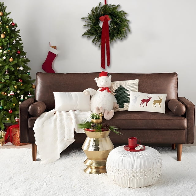 Adornos navideños de plástico con lazo para colgar, coronas de invierno para puerta de entrada, corona navideña grande, corona verde artificial para puerta de entrada, ventana, paredes, decoración nav
