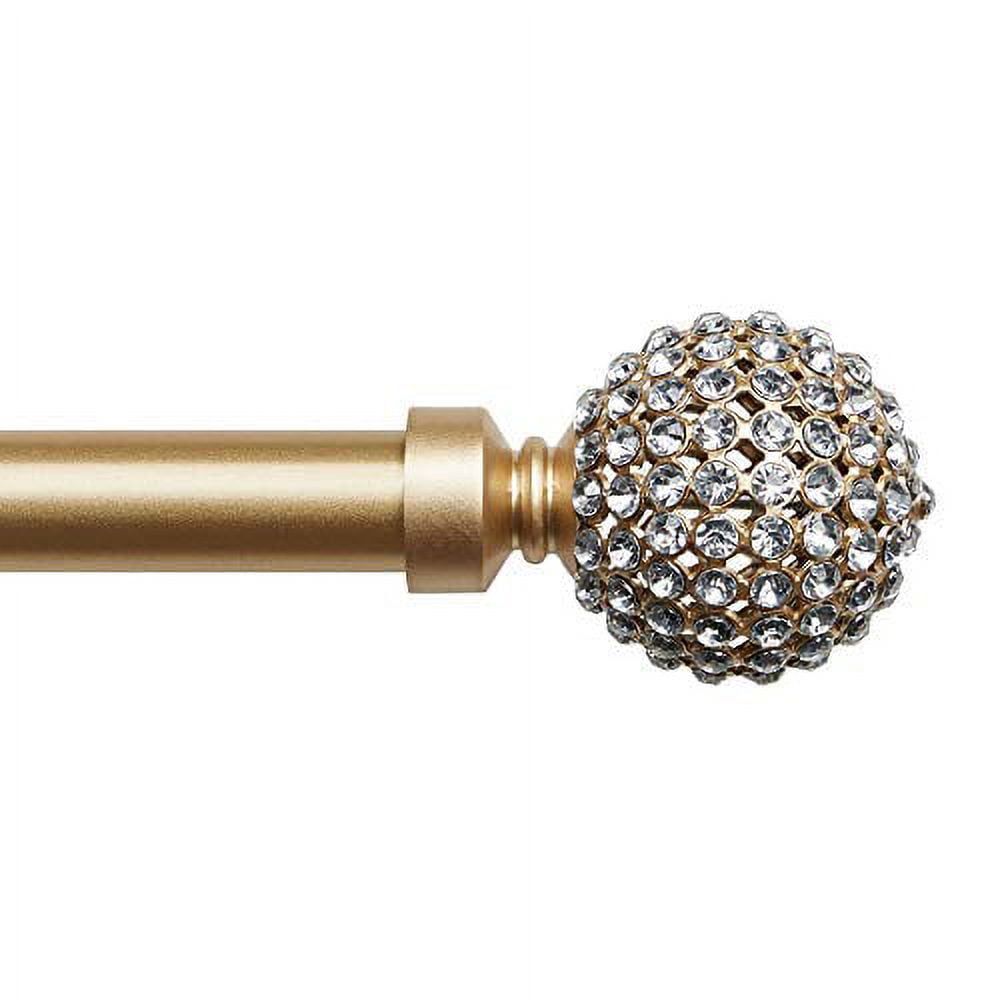 Exclusive Home Anastasia 1" Curtain Rod and Finial Set, Gold, Adjustable 66"-120"