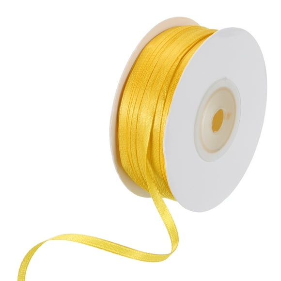 Unique Bargains Satin Ribbon, 1/8 Inch x 100 Yards Golden Yellow Double Face Polyester Satin Ribbon for Gift Wrapping, Bouquet