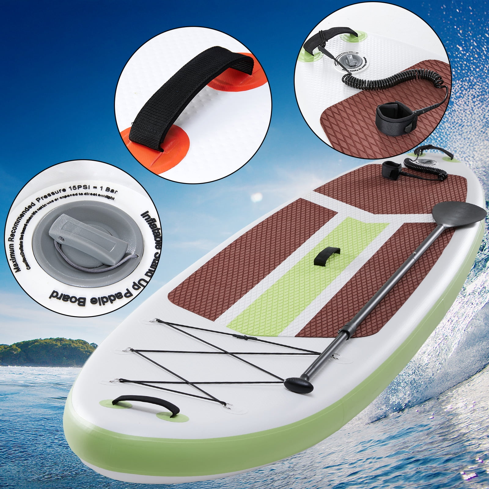 GIANNA Inflatable Stand Up Paddle Board, 10.5ft Paddle Boards with Non-Slip Deck and Premium SUP Accessories, 400 Lbs, Green