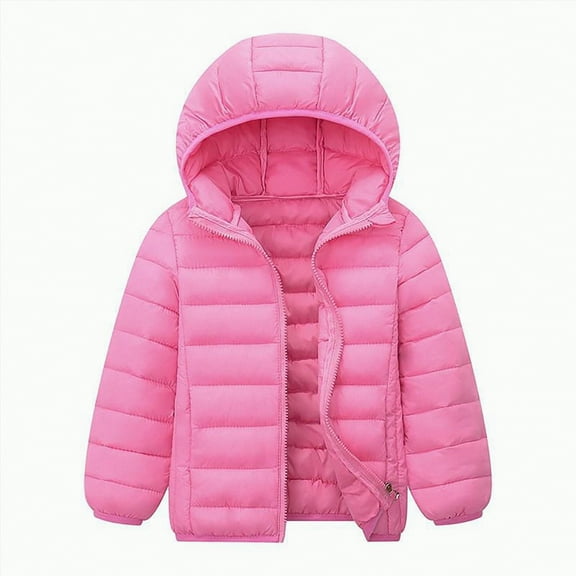 Ccpelsie Toddler Girls Puffer Jackets Full Zip Warm Winter Coats with Pockets for Big Kid Little Kid(Pink,11-12 Years)