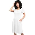 thumbnail image 2 of Made by Johnny Women's Comfy Casual Short Sleeve Flowy Dresses Loose Plain Dress with Pockets S WHITE, 2 of 6