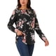 thumbnail image 4 of Tops de túnica de ajuste holgado para mujeres, de manga larga, casual, con estampado floral, camisetas Henley de cuello en V, 4 of 5