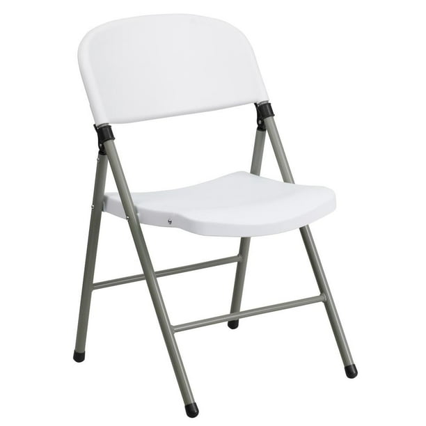 330 Lb Capacity White Plastic Folding Chair With Gray Frame Walmart Com Walmart Com