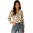 thumbnail image 1 of INSPIRE CHIC Women's Vintage Floral Tie V Neck Ruffle Fall Blouse Tops, 1 of 6
