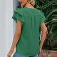 thumbnail image 3 of WIZUTIZ Plus Size Tops for Women Sales Cotton Soft T-shirt Solid Breathable Plus Size Short Sleeve Tshirts Flowy Ladies Blouse Ultra Soft Loose Fit Tee Fashion Vintage V-Neck Tops Green XL, 3 of 6