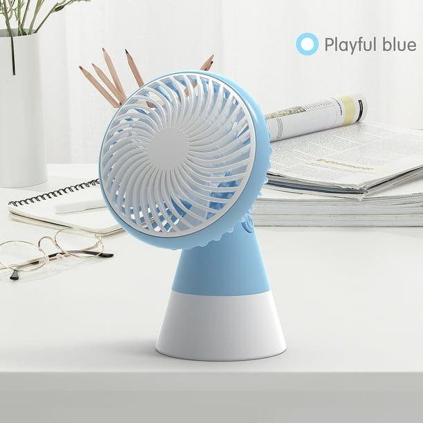 Ventilador de Mano Recargable Xihbxyly Puerto de Ventilación 90 Grados USB con Base