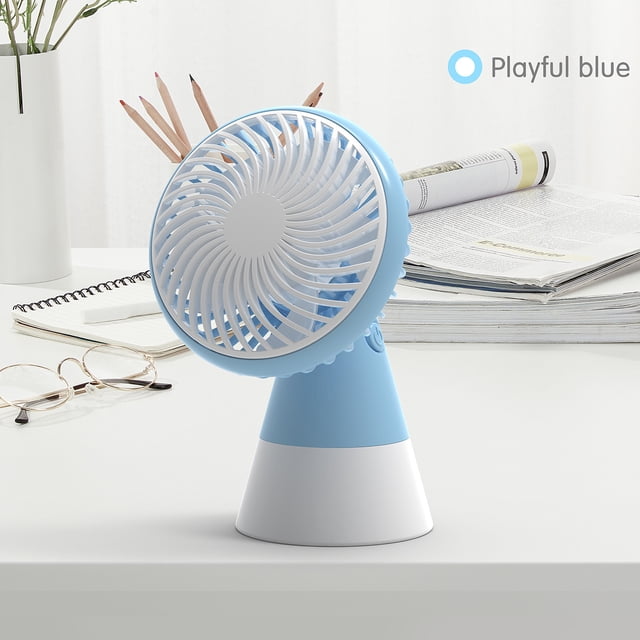 Ventilador de Mano Recargable Xihbxyly Puerto de Ventilación 90 Grados USB con Base