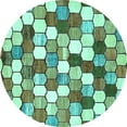 thumbnail image 1 of Ahgly Company Indoor Round Abstract Turquoise Blue Modern Area Rugs, 5' Round, 1 of 4