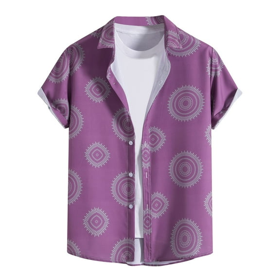 Edvintorg Men's Hawaiian Shirt Beach Casual Oversized T Shirt Short Sleeve Hawaiian Vacation Style Shirt Blouse Summer Men's Clothing