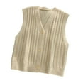 thumbnail image 1 of Waistcoat Sleeveless Button Vest Casual Loose Top Solid Color Sweater, Apricot, 1 of 9