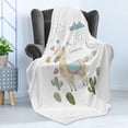 thumbnail image 4 of Llama Soft Flannel Fleece Throw Blanket, Abstract Alpaca in the Rain Cactuses Brush Strokes Effect Illustration, Cozy Plush for Indoor and Outdoor Use, 60" x 80", Multicolor, by Ambesonne, 4 of 5