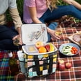 thumbnail image 5 of FORMRS Insulated Cooler Bag 24 Cans Capacity Soft Leakproof Lunch Box with Side Pockets, Yellow Checkered Pattern, 5 of 7
