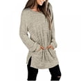 thumbnail image 3 of Ladies Mid-Length Sweater  Neck Long-Sleeved Casual Loose Top With Pockets, 3 of 5