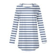 thumbnail image 5 of Fznquz Casual Sweatshirts Women Pullover Long Sleeve Tunics Striped Loose Fit Oversized Blue Tops, 5 of 5
