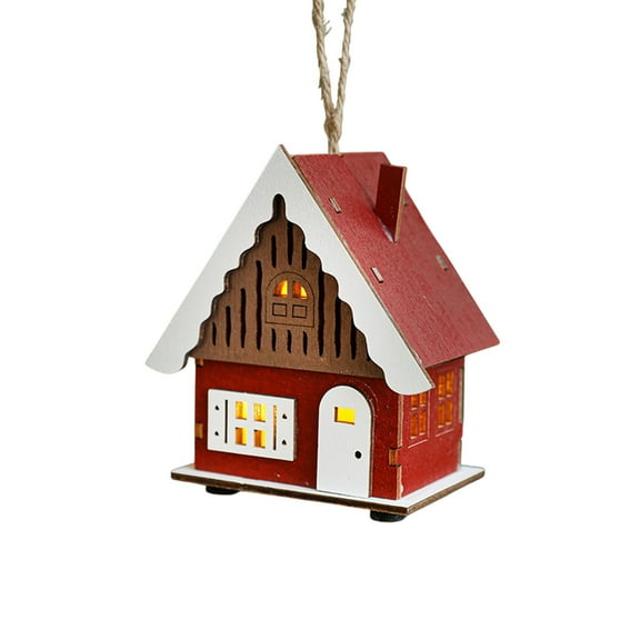 Christmas Ornament Hut Christmas Decoration Glowing Cabin LED Wooden Christmas House Christmas Tree Ornament