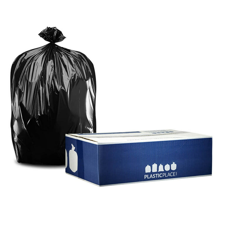 Plasticplace 65 Gallon Extra Heavy Duty Trash Bags, 50 Count, Black