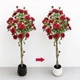 thumbnail image 3 of Arbre de Roses Rouges Artificielles de 1,5 m – Fleurs en Soie Réalistes, Feuillage Vert Réaliste, Tronc en Plastique Robuste – Plante Artificielle Sans Entretien pour la Maison, le Bureau, l'Entrée Ou l'Extérieur Couvert, 3 of 8
