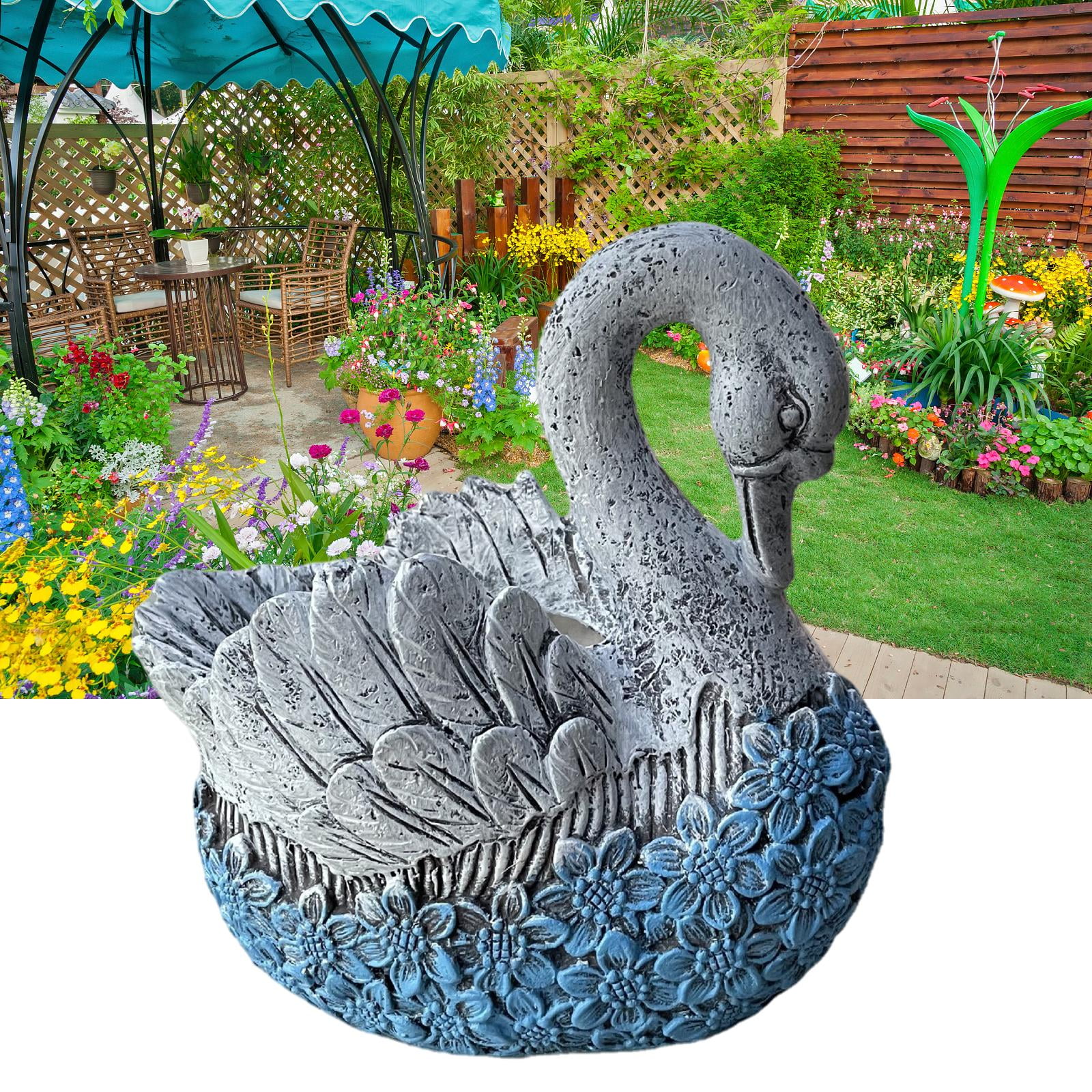 Zxpjkyu Loviver Swan Flowerpot Plant Pot Flower Pot Garden Decoration Outdoor 20x14x19cm
