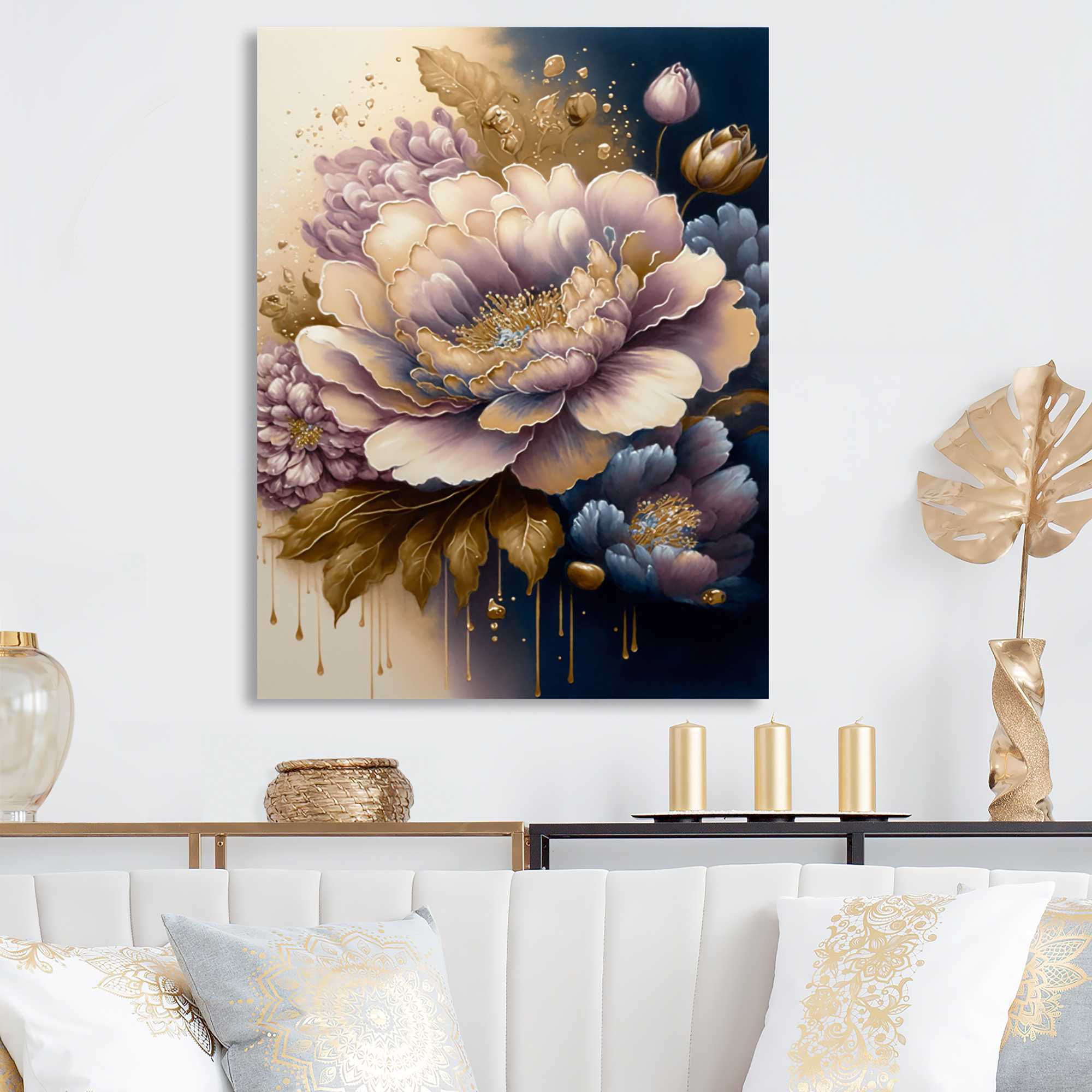 Designart Purple And Blue Watercolor Flowers IV Canvas Wall Art