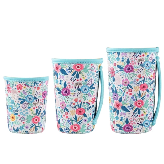 Set of 3 Cup Sleeves for Cold Beverages Practical Ice Coffee Insulated Sleeves with Handle Slip Resistants Bottle Cover