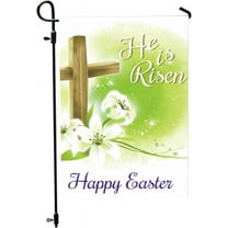 HE is Risen Garden Flag - Easter Lilies Religious Cross Design - Double Sided Spring Welcome Decoration - Happy Easter Yard Flags by Jolly Jon