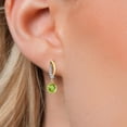 thumbnail image 3 of Gem Stone King 925 Silver and 10K Yellow Gold Green Peridot and White Lab Grown Diamond Dangle Earrings for Women | 0.95 Cttw | Gemstone August Birthstone | Round 4.5MM, 3 of 6