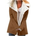 thumbnail image 4 of FNFYFH Womens 2025 Winter Plush Coat Loose Long Sleeve Fuzzy Jackets Lapel Button Down Fleece Sherpa Jacket Casual Outerwear with Pockets, 4 of 10