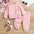 thumbnail image 2 of Kogui Cute Outfits for Girls Preppy Baby Clothes Gender Neutral Baby Boy Girl Long Sleeve Sweatshirt Pullover Pant Fall Solid Color Outfit Size 9 12 Months (Pink,9-12 Months), 2 of 6