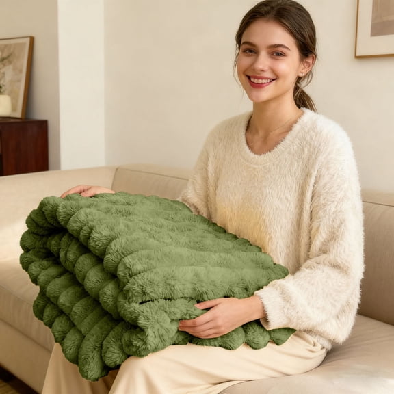 Niuxa Thickened Rabbit Plu Sh Nap Blanket Bunny Blanket For Adults Soft Warm Fuzzy Throw Blanket For Bed Sofa Travel And Off Ice Winter Blankets Size Full Bed Blanket Warm Winter Blanket Thin Soft