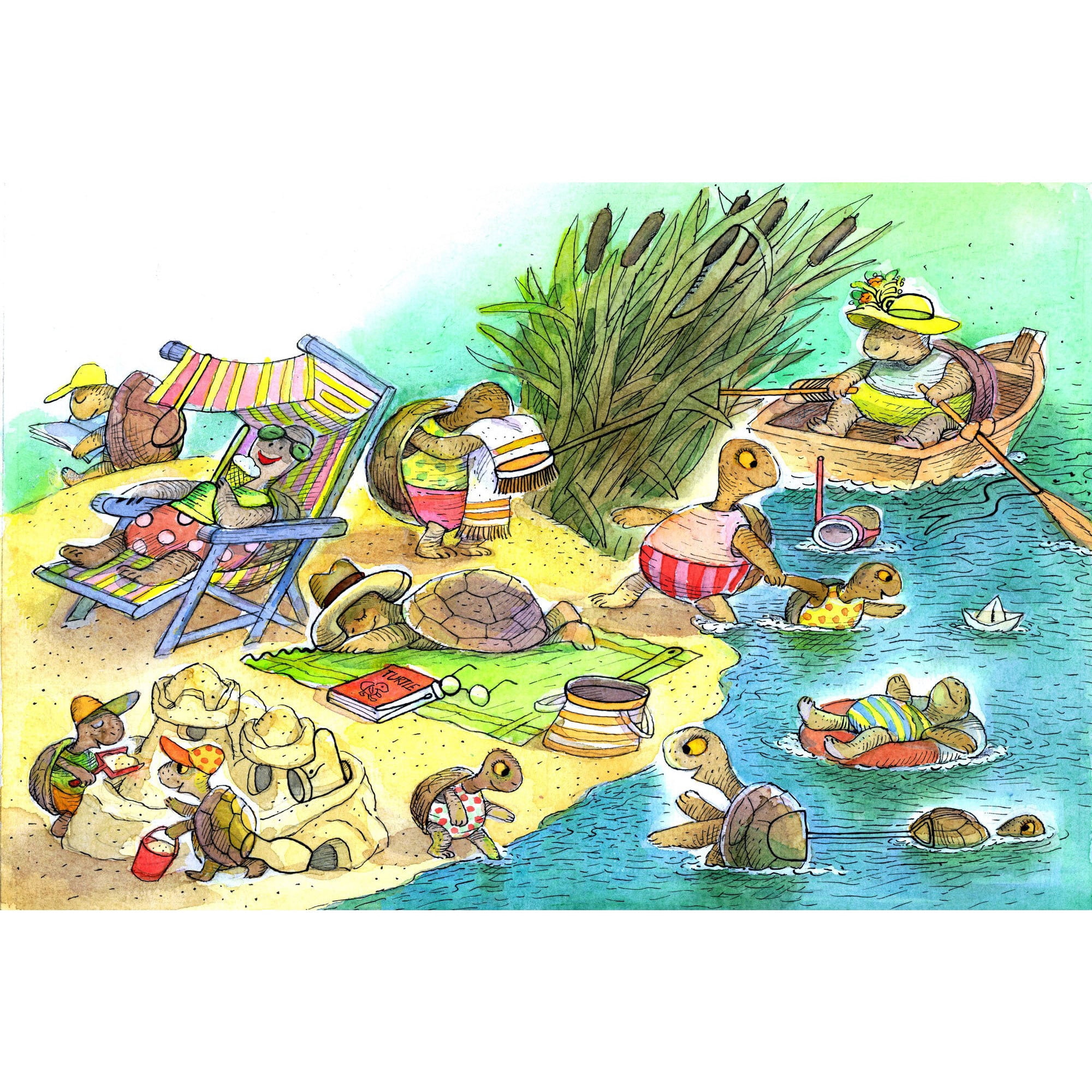 Marmont Hill - "Turtle Beach Party" Painting Print on Wrapped Canvas