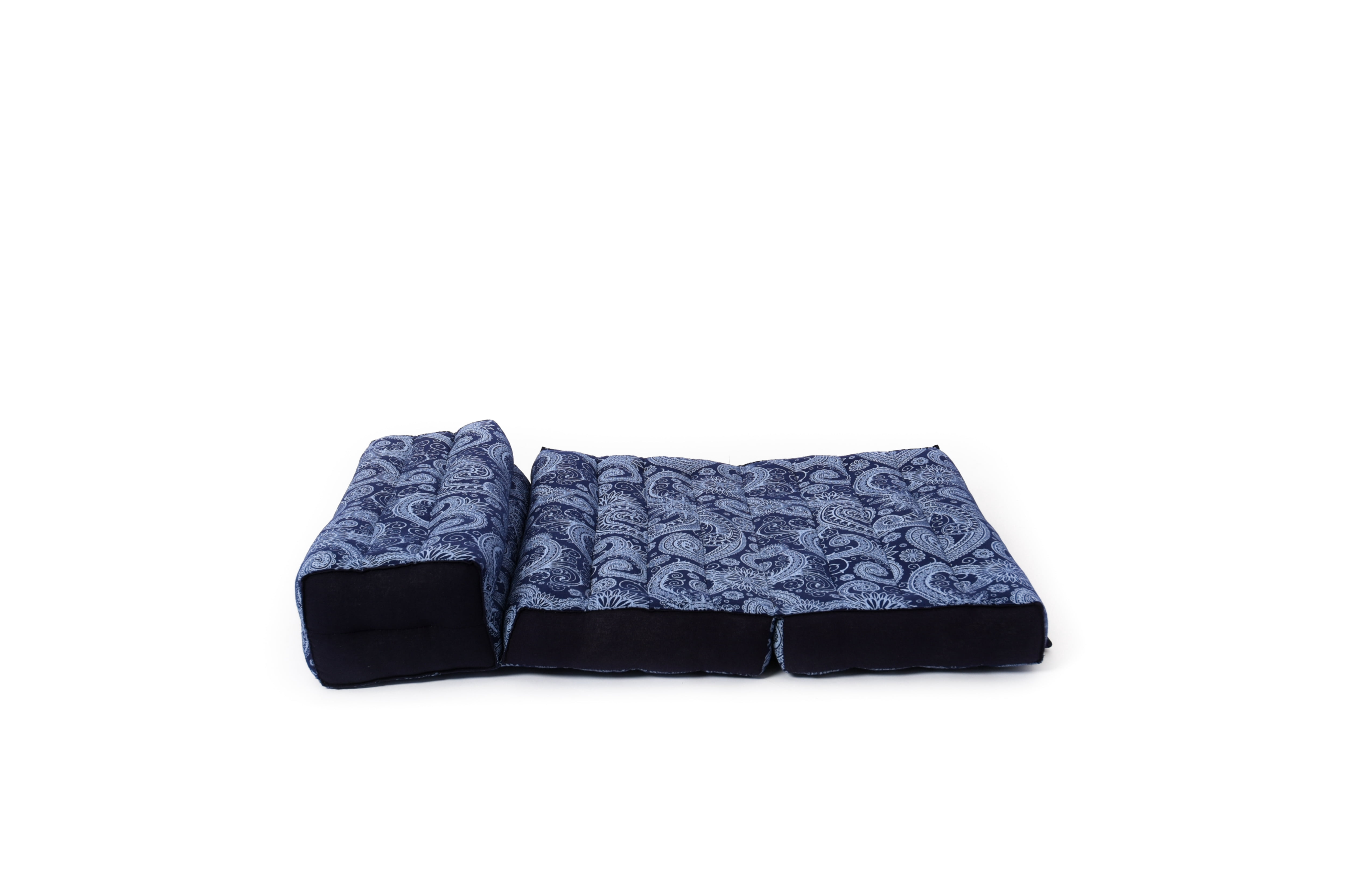 Leewadee Foldable Floor Mattress – 2 in 1 Floor Meditation Mat for Yoga and Relaxation, Seating Futon with Kapok, 20 x 28 inches, Blue White