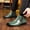 Green, variant on Men's Crocodile Pattern Slip-On Low Heel Boots, Stylish Comfortable Casual Ankle Shoes for Commuting, Travel, Daily Wear, and Holiday Gift Giving