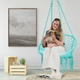 thumbnail image 3 of Patiojoy Hanging Hammock Chair Macrame Swing Chair Blue with Soft Cushion for Bedroom, Patio, Backyard, Balcony, 3 of 10