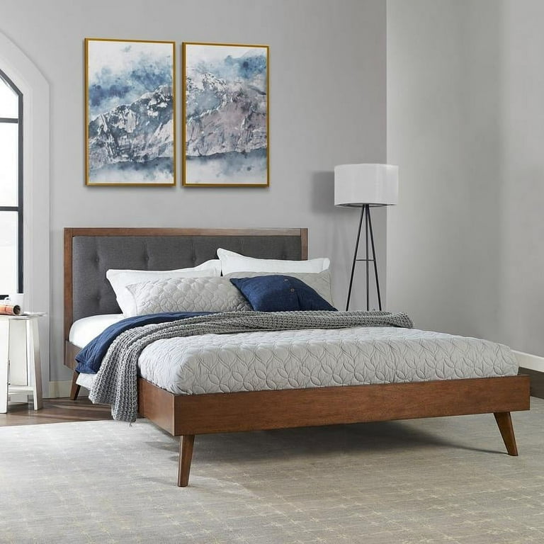 Mid century modern upholstered bed deals