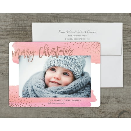 Watercolor Christmas - Deluxe 5x7 Personalized Holiday Christmas Card
