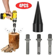 TSV 4pcs Removable Firewood Log Splitter Drill Bits, Heavy Duty Drill Screw Cone Driver Wood Splitters for Hand Drill Stick