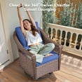 thumbnail image 4 of PPorfamilia Outdoor Swivel Chair, Patio PE Wicker Rocker Chair with Removable Navy Cushions, All-Weather Single Chair for Backyard Porch Deck Garden, 4 of 8