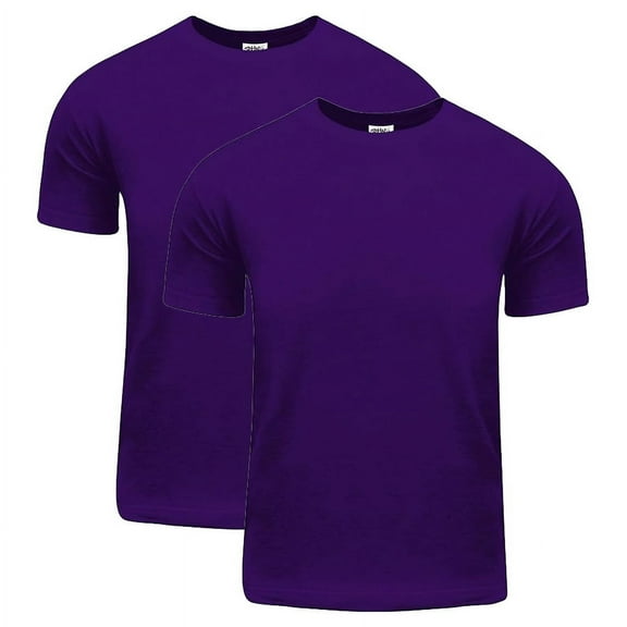 2 Pack Shaka Wear Men's Active Comfort Cotton Short Sleeve Crew Neck T-Shirt - Purple - Medium
