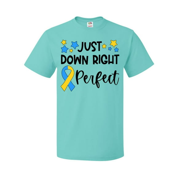 Inktastic Just Down RIght Perfect Down Syndrome Awareness Ribbon T-Shirt