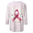 thumbnail image 3 of Vivianyo HD Women's 3/4 Sleeve Graphic Print Top, Straight Hem Crew Neck Pullover Blouse, Casual Tee for Charity Event and Daily Social Gathering, Sizes S-5XL, 3 of 5