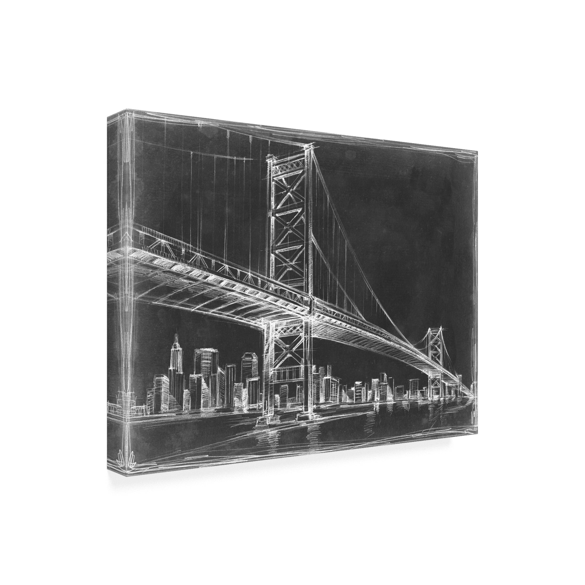 Trademark Fine Art 'Suspension Bridge Blueprint III' Canvas Art by Ethan Harper