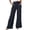 Dark Blue, variant on Womens Wide Leg Pants Elastic Waist Full Length Relaxed Fit Solid Color Side Pockets Draped Design Athleisure Chic Casual Elegant Pants