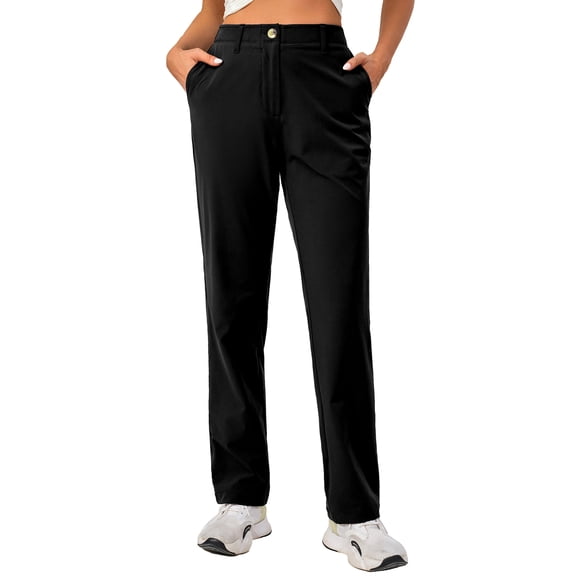 Little Donkey Andy Women's Golf Pants Stretch Quick Dry Business Casual Slacks with Pockets, Black XS